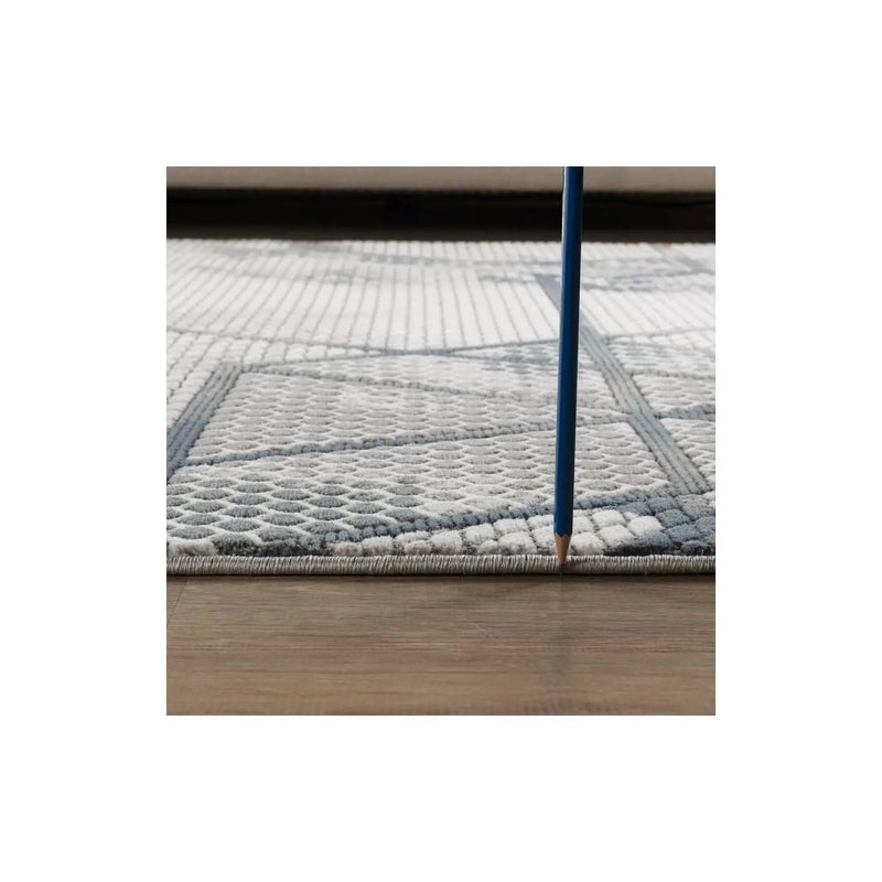 Geometrix - 5'3" X 7'3" Area Rug & Geometric, 3D Effect - Ivory / Gray by Unique Piece Furniture