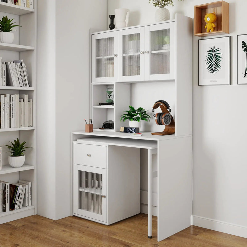 Computer Desk with Glass Door for Home Office or Study by HouseOfZazla