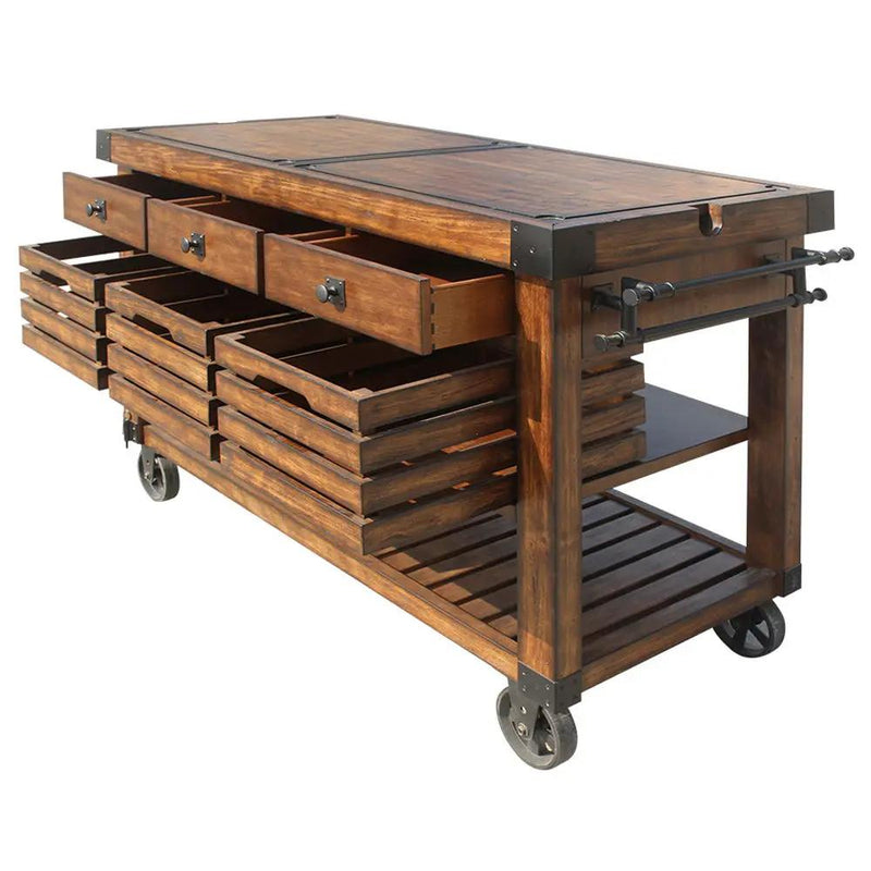 Kaif - Kitchen Cart - Distressed Chestnut by Unique Piece Furniture