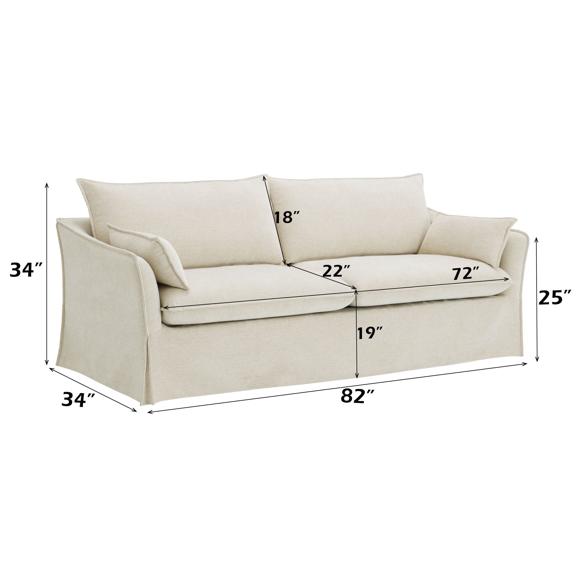 Shane - Sofa With 2 Pillows - Beige by HouseOfZazla