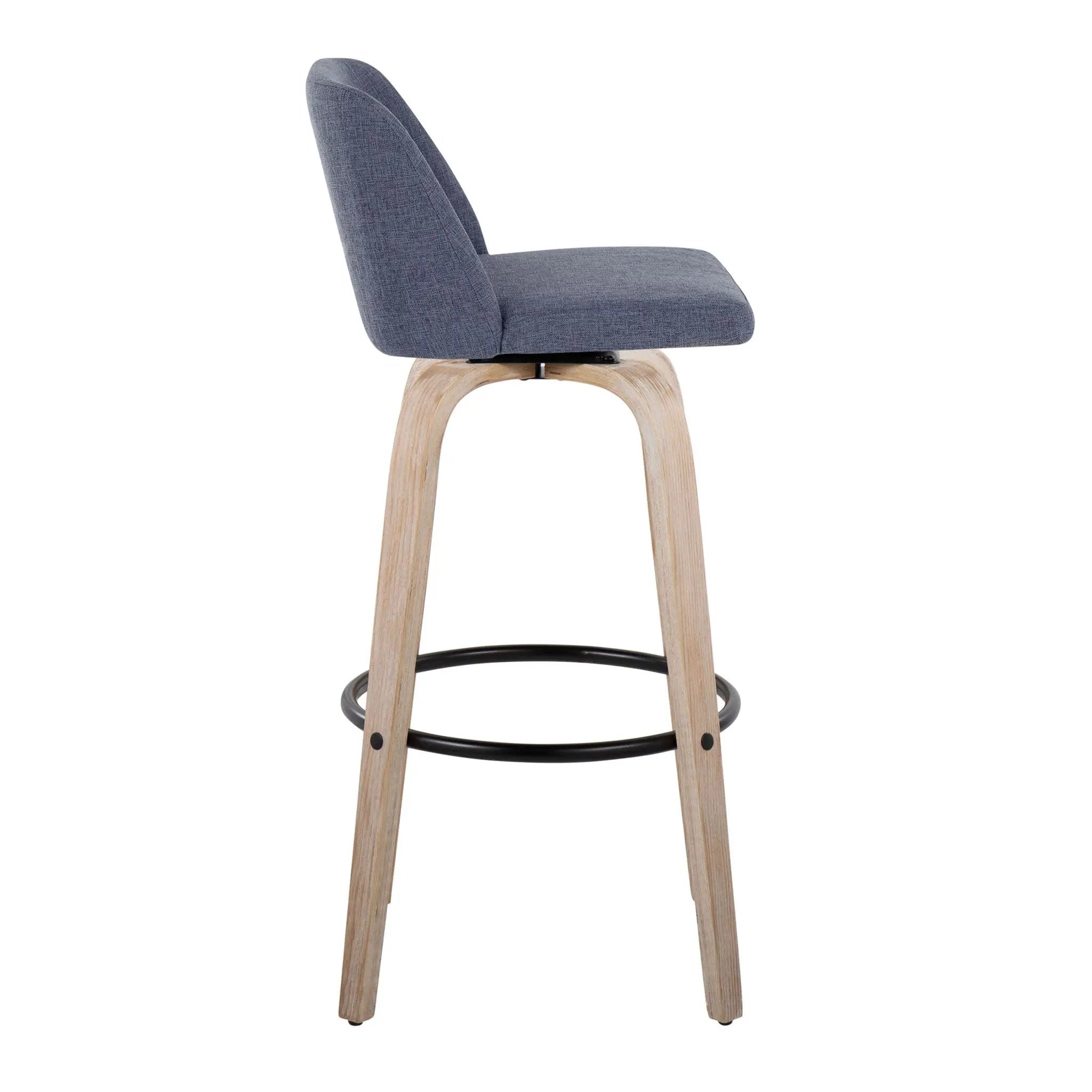 Toriano - Mid-Century Modern Fixed Height BarStool With Round Footrest (Set of 2) by Unique Piece Furniture