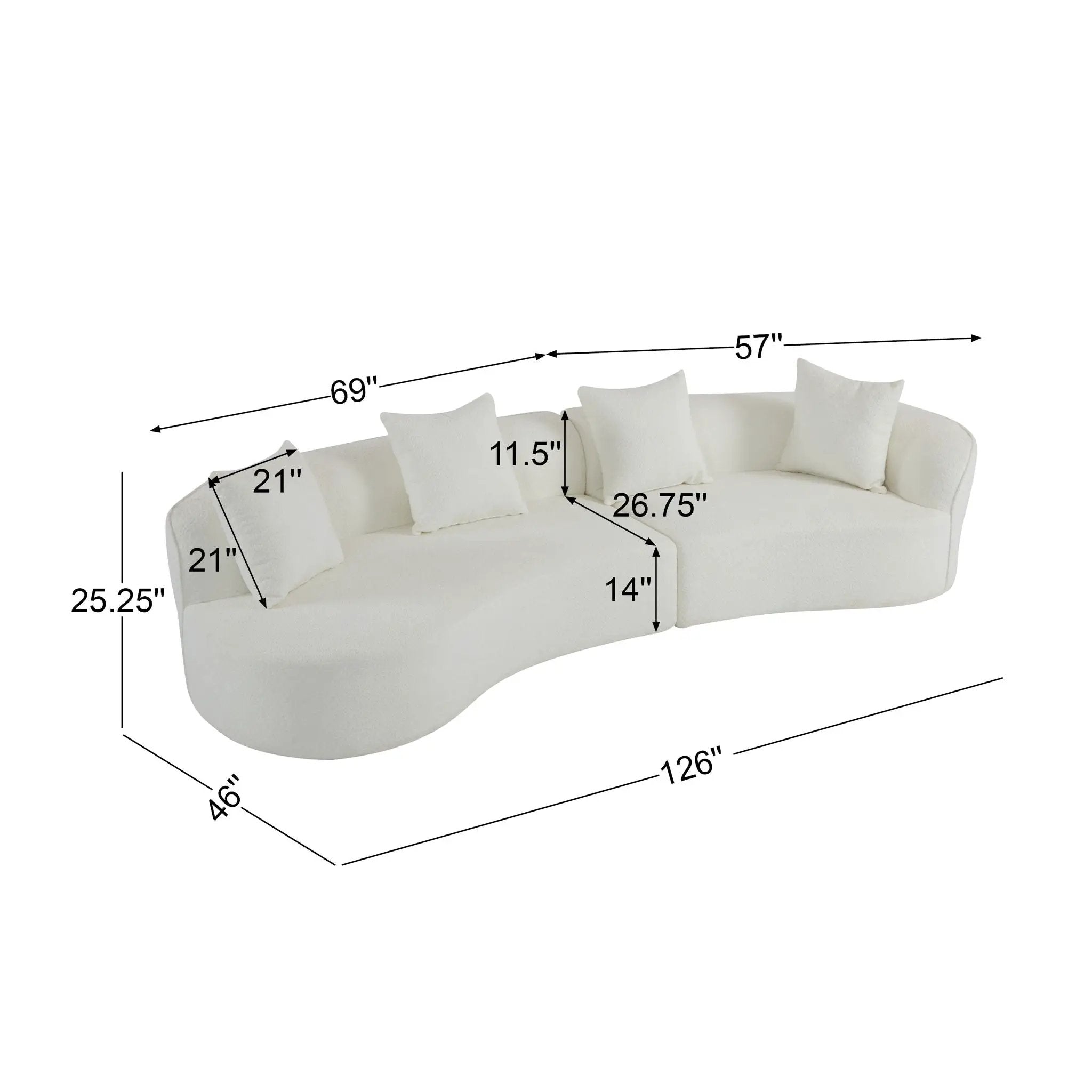 Elegant Curved Sectional Sofa With Full Foam Comfort by HouseOfZazla