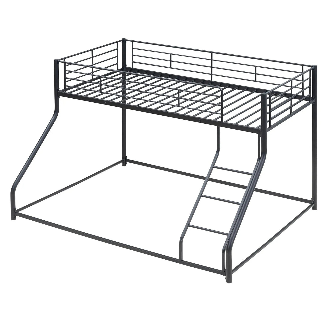 Metal Floor Bunk Bed With Sloped Ladder, Space Saving Design by HouseOfZazla
