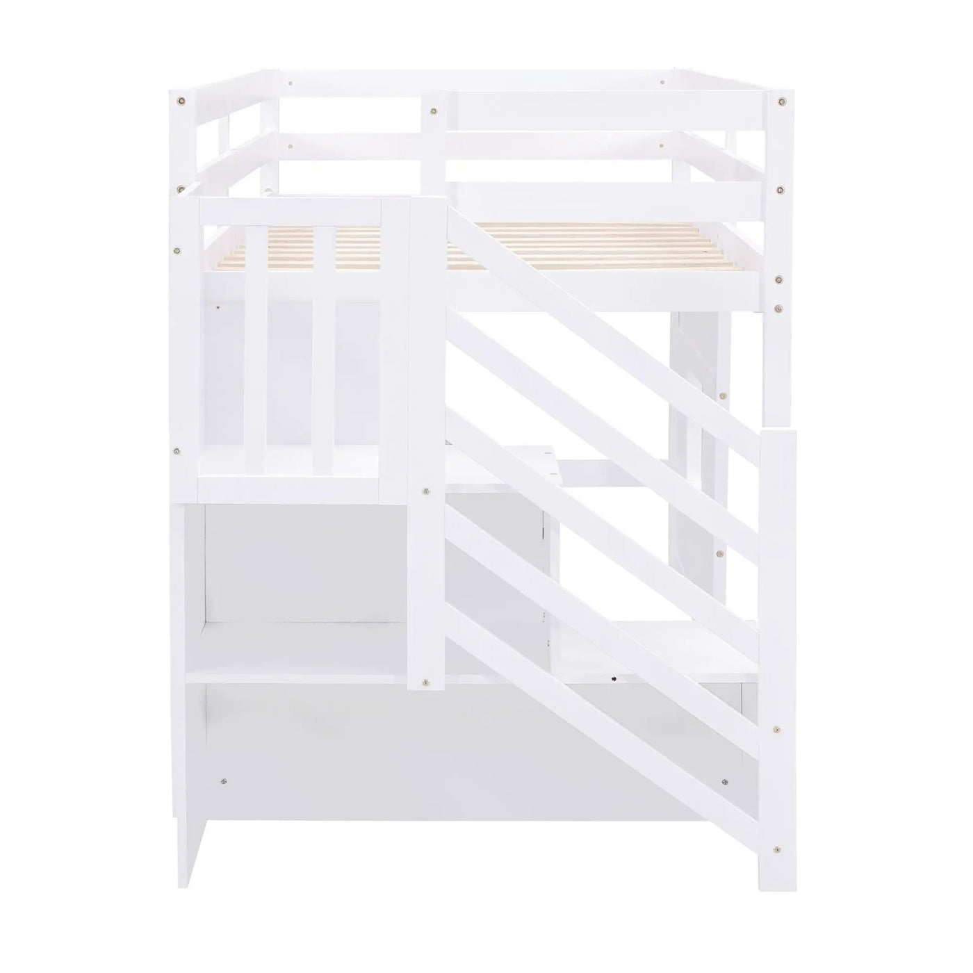Loft Bed With Storage Staircase, Window & LED Light by HouseOfZazla