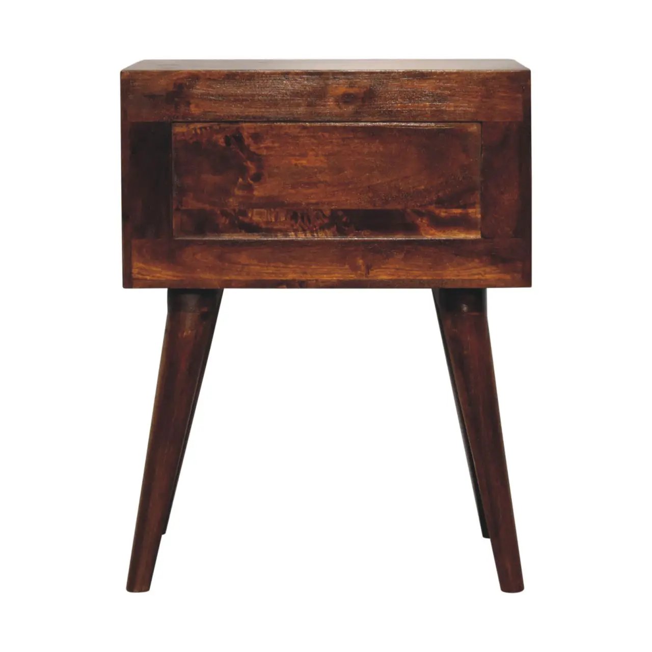 Solid Wood Chestnut T-Bar Nightstand, 2-Drawers, Nordic Legs by HouseOfZazla