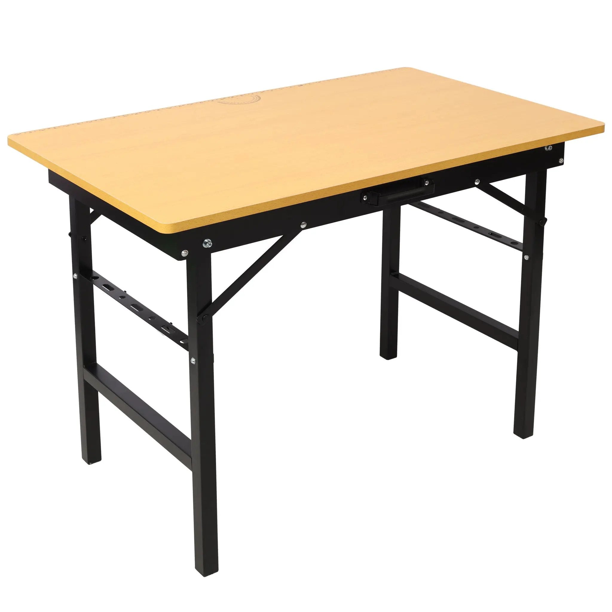 Portable Folding Work Table With Measuring Tape And Angle Finder Steel - Black by HouseOfZazla