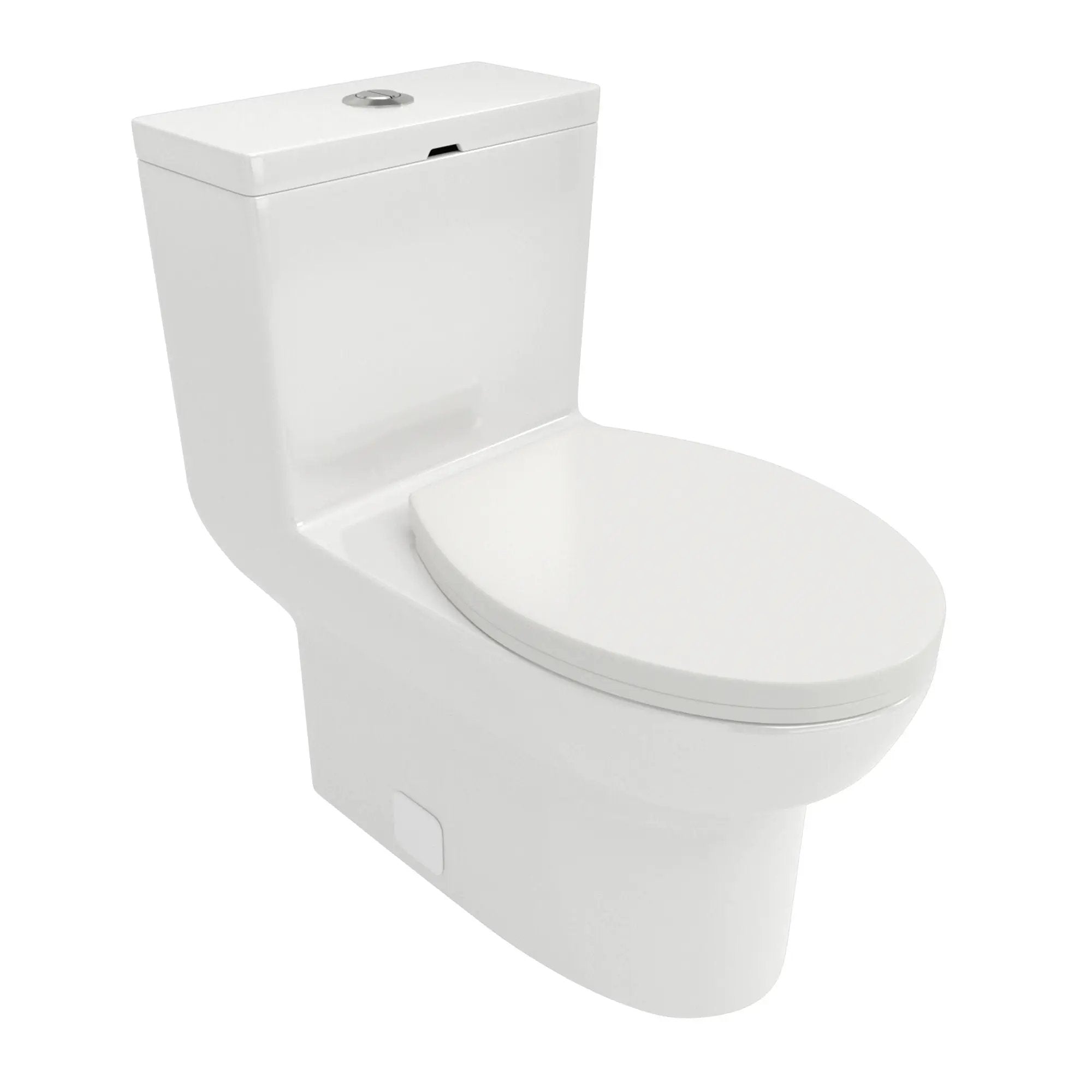 1 Piece Toilet & Dual Flush, Soft Closing Seat - White by HouseOfZazla