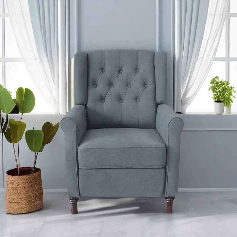 New Design Classic Waterproof Fabric Living Room Pull Button Sofa, High Back Manual Recliner Chair Cinema Home Theatre Cozy Recliner Sofa - Dark Gray by Unique Piece Furniture