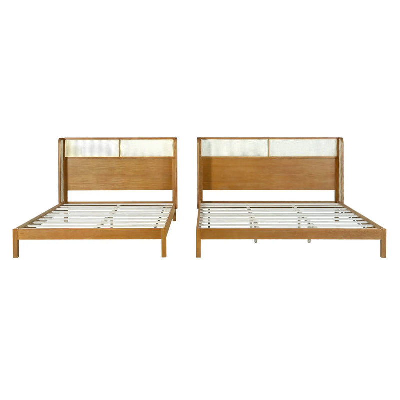 Premium Rubber Wood Platform Bed Frame with Headboard by HouseOfZazla
