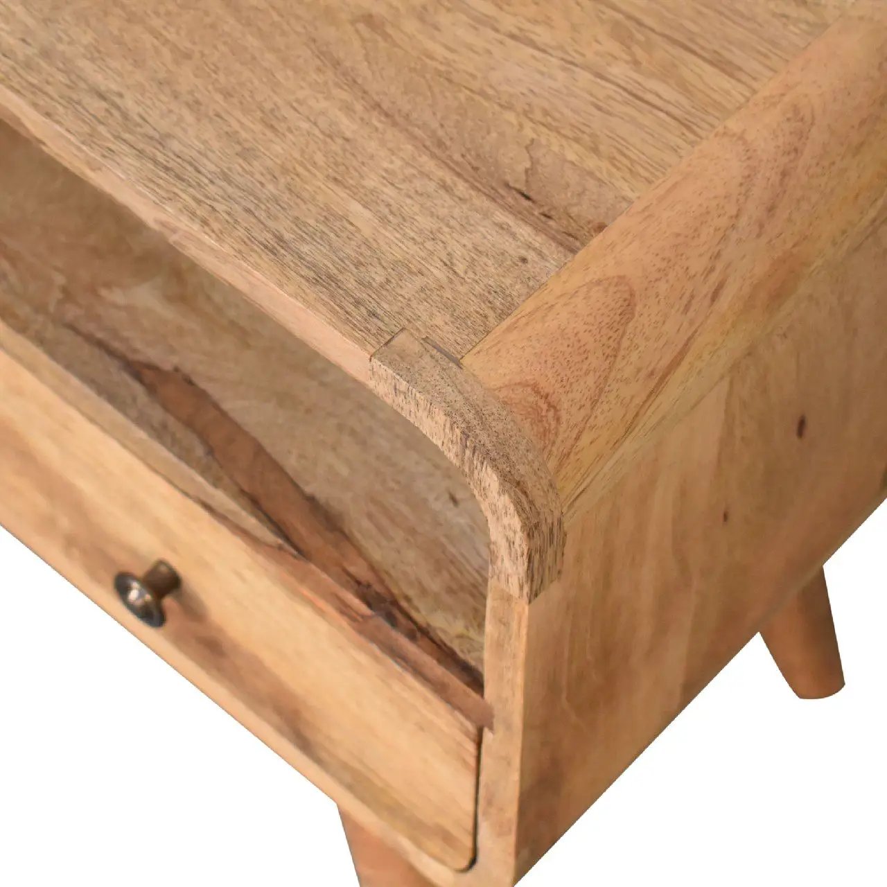 Mini Curved Media Unit - Oak by Unique Piece Furniture