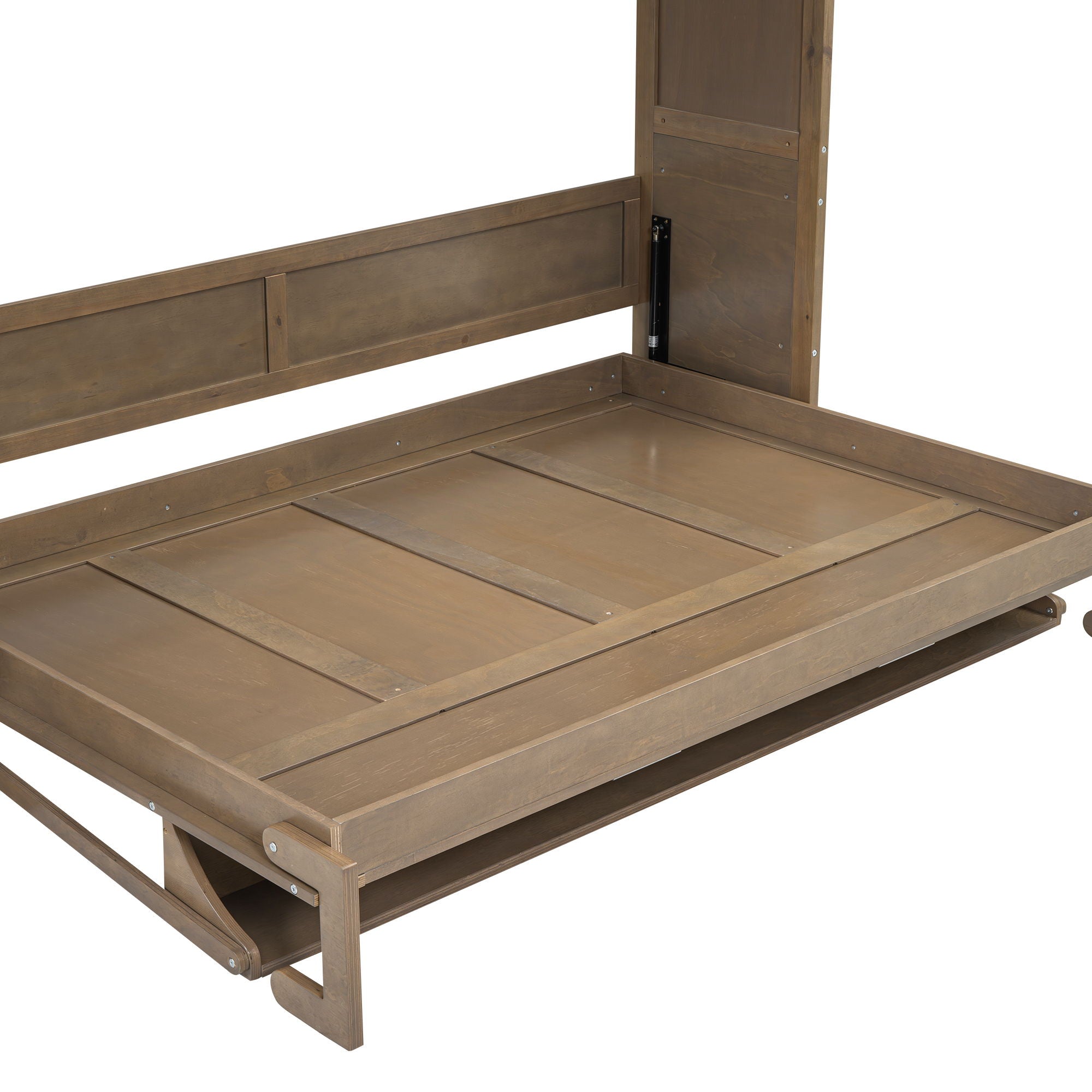 Full Size Murphy Bed With Wardrobe, Drawers, And Open Shelves - Wood by HouseOfZazla