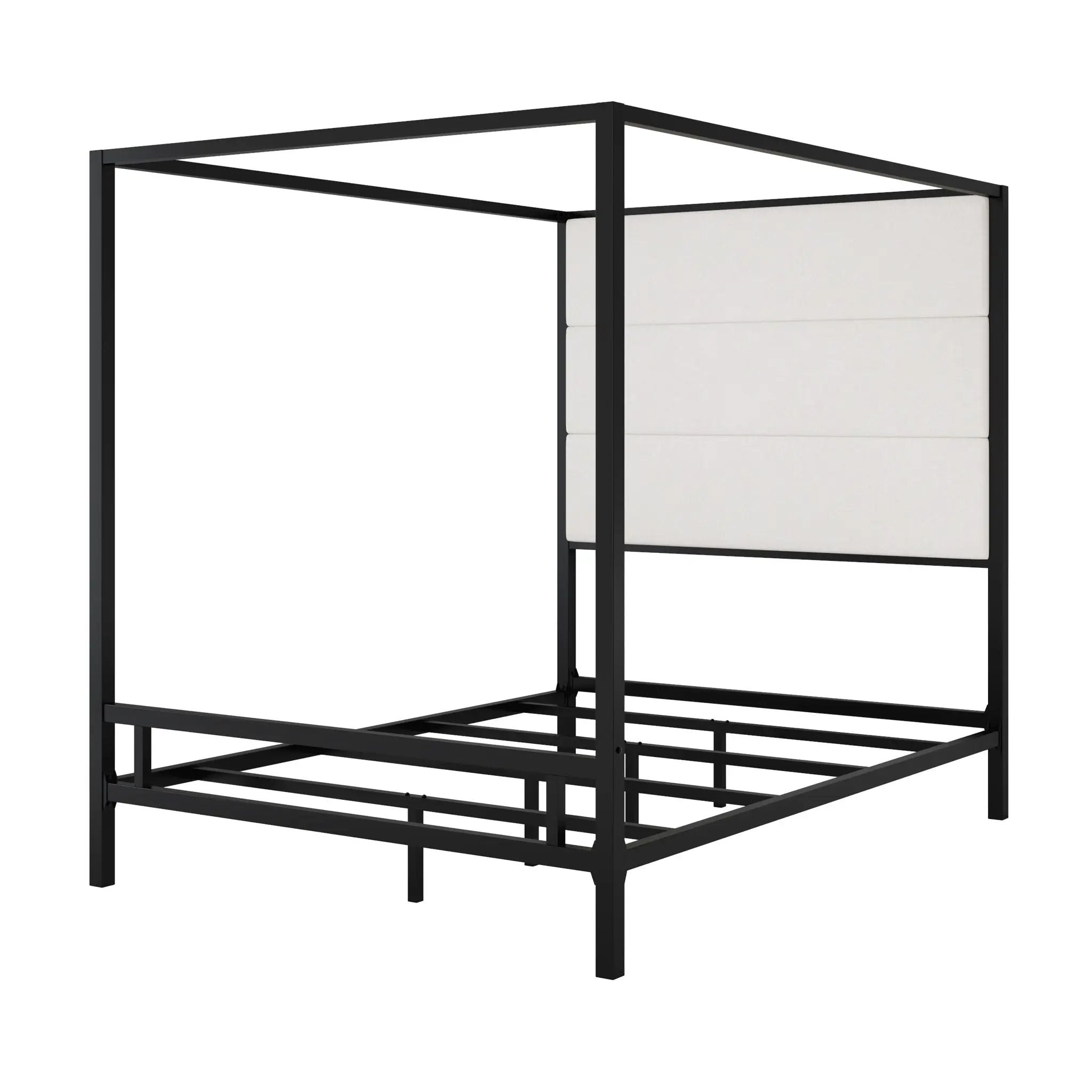 Canopy Bed With Tall Upholstered Headboard, 4 Poster Frame by HouseOfZazla