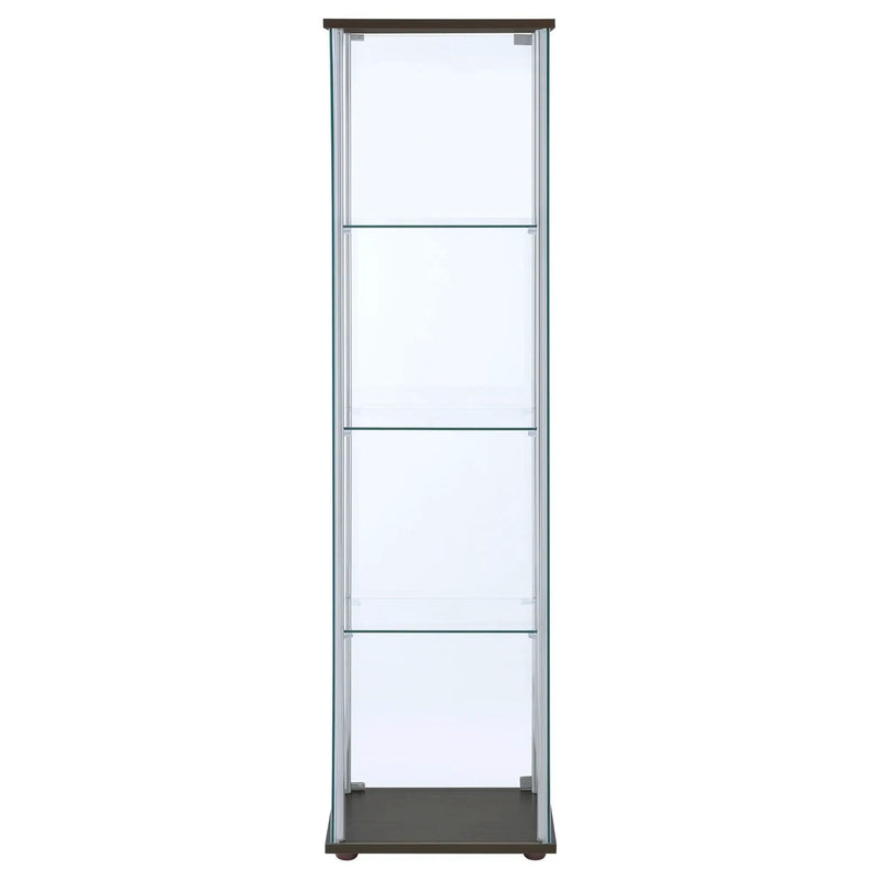 Bellatrix 3-shelf Clear Glass Curio Cabinet Cappuccino by Unique Piece Furniture