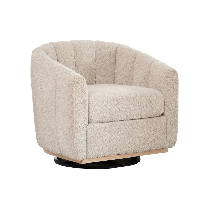 Swivel Upholstered Barrel Chair With Metal Base by Unique Piece Furniture