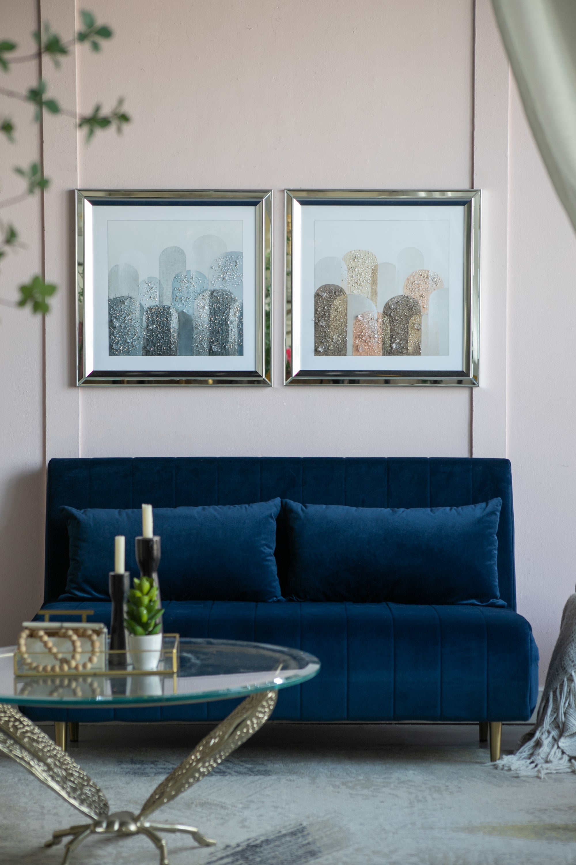 S/2 23.6x23.6' Kaiden Crystal Mirror Framed Wall Art by HouseOfZazla