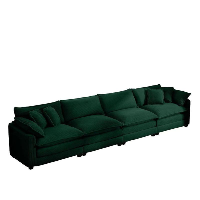 Modern Upholstered 4 Seater Fabric Sofa With Arm And Throw Pillows by HouseOfZazla