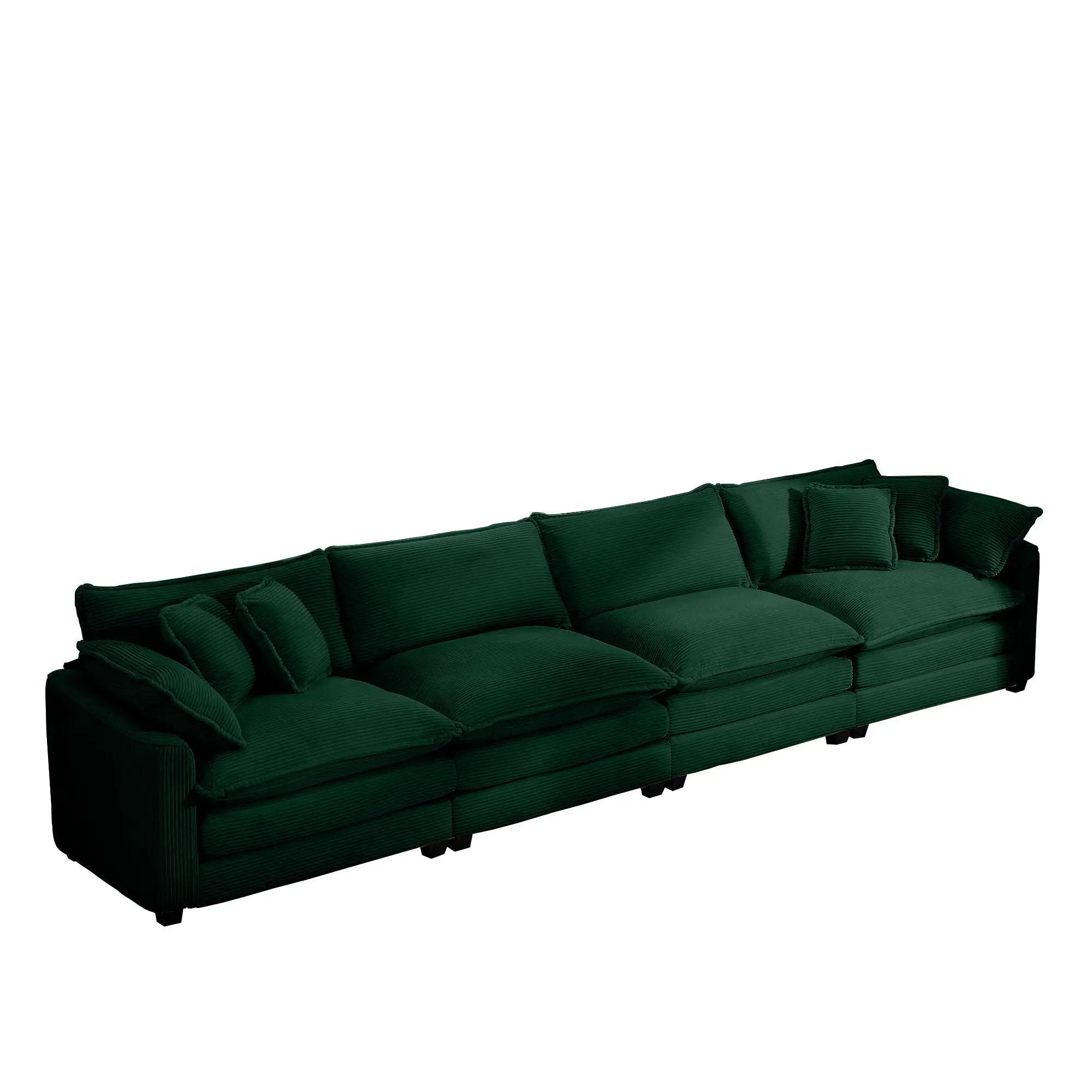 Modern Upholstered 4 Seater Fabric Sofa With Arm And Throw Pillows by HouseOfZazla