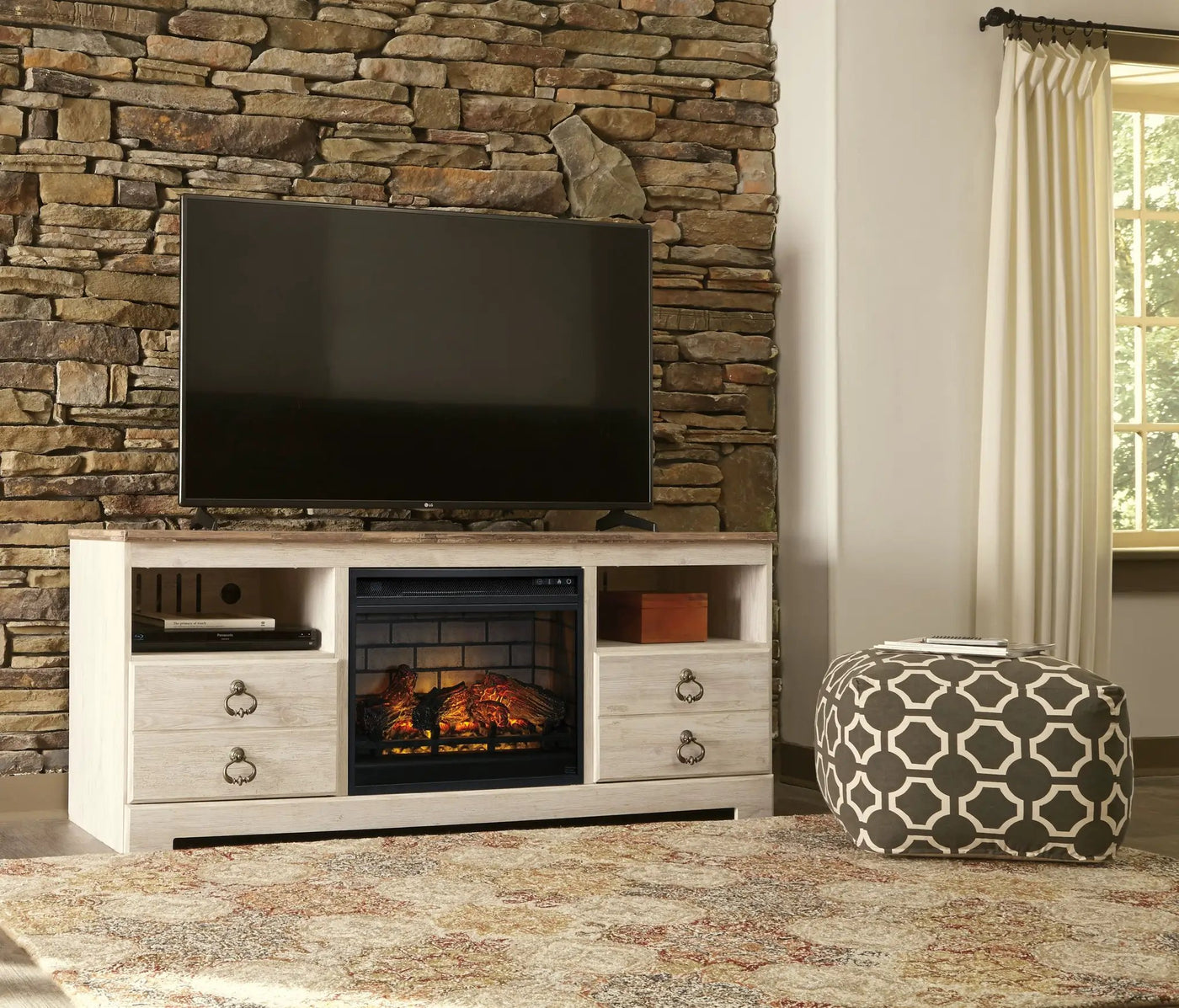 Willowton - TV Stand With Fireplace Option by Unique Piece Furniture