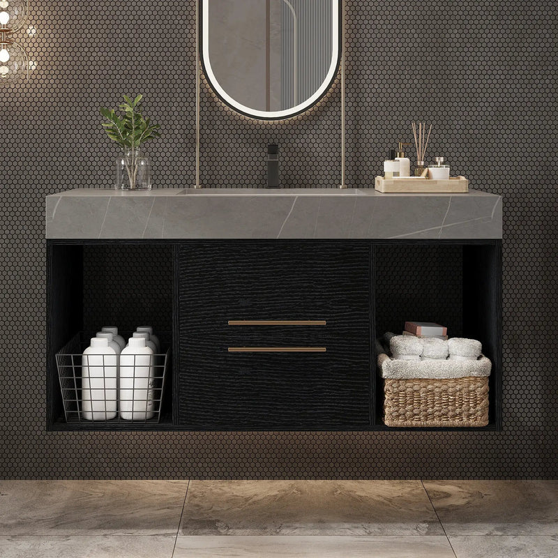 39.4 Inches Single Contemporary Floating Bathroom Vanity by HouseOfZazla