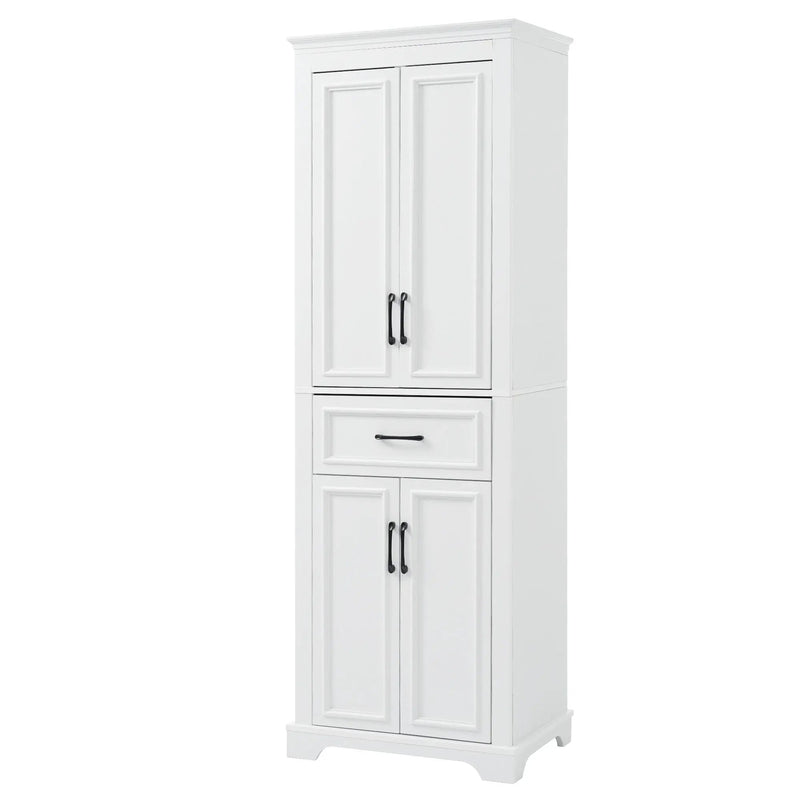 Freestanding Bathroom Vanity, Elegant Design With 4 Doors & 1 Drawer, Adjustable Shelves, Damping Hinges - White by HouseOfZazla