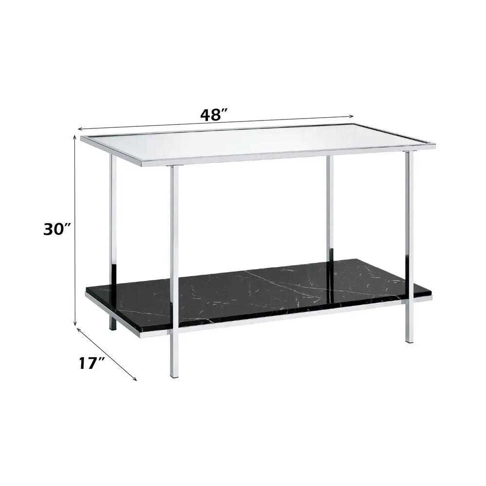 Angwin - Console Table - Mirrored, Faux Marble Top & Chrome by Unique Piece Furniture