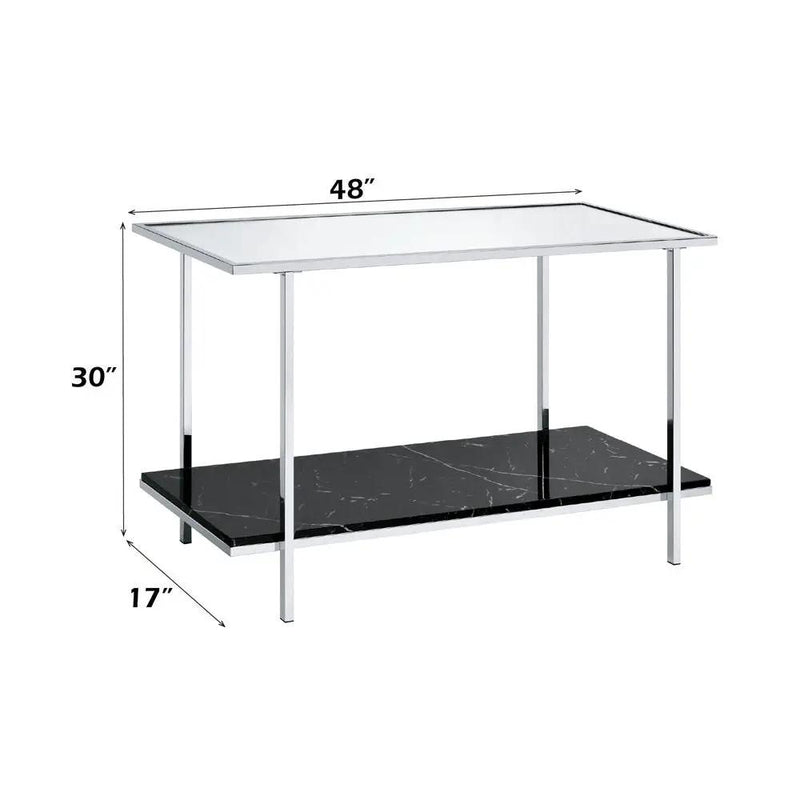 Angwin - Console Table - Mirrored, Faux Marble Top & Chrome by Unique Piece Furniture