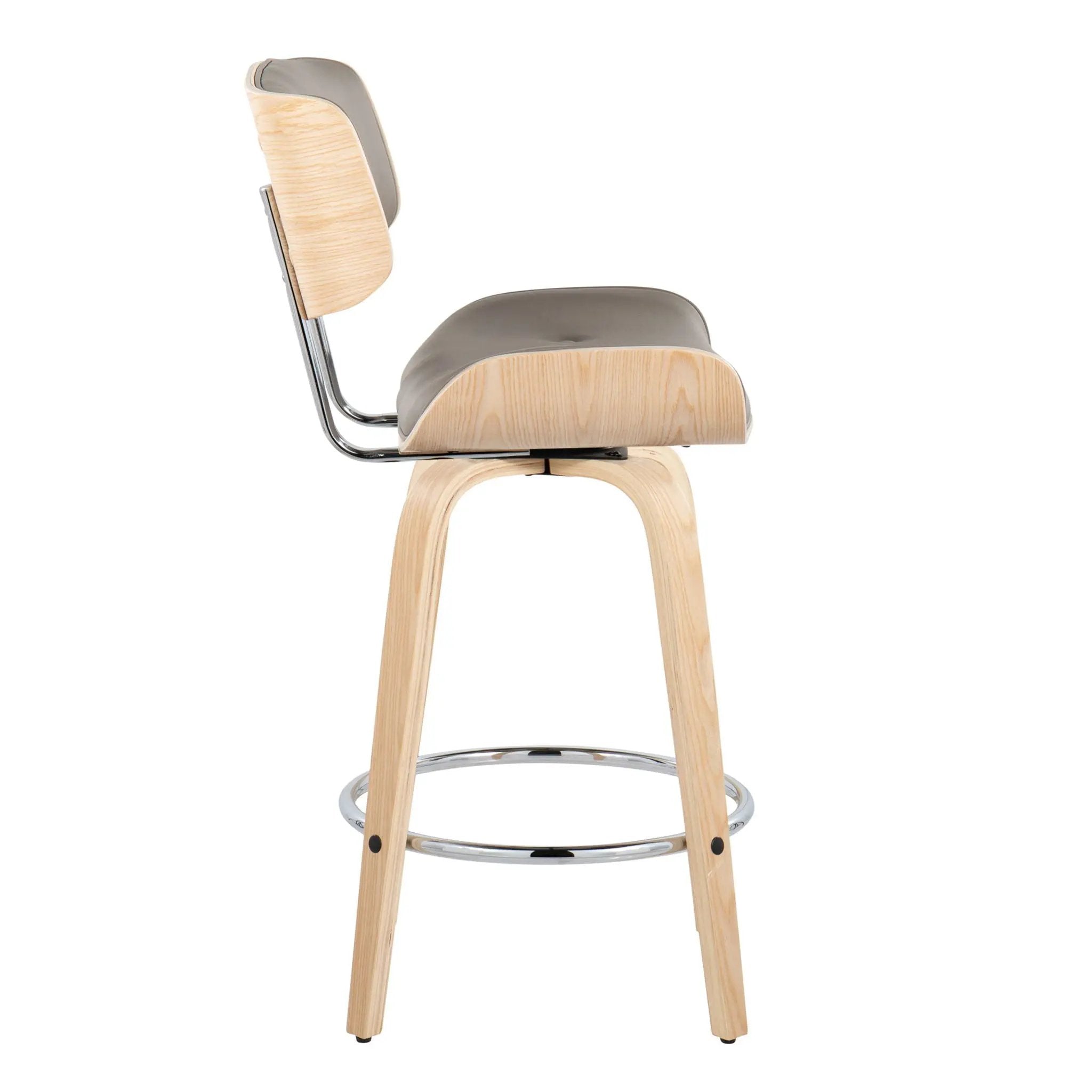 Lombardi - Mid Century Modern Fixed Height Counter Stool With Swivel With Round Footrest (Set of 2) by HouseOfZazla