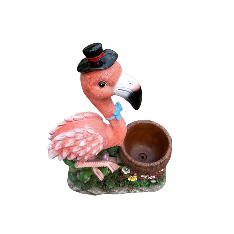 Outdoor Garden Sculpture Flamingo Flower Pot Planter by HouseOfZazla