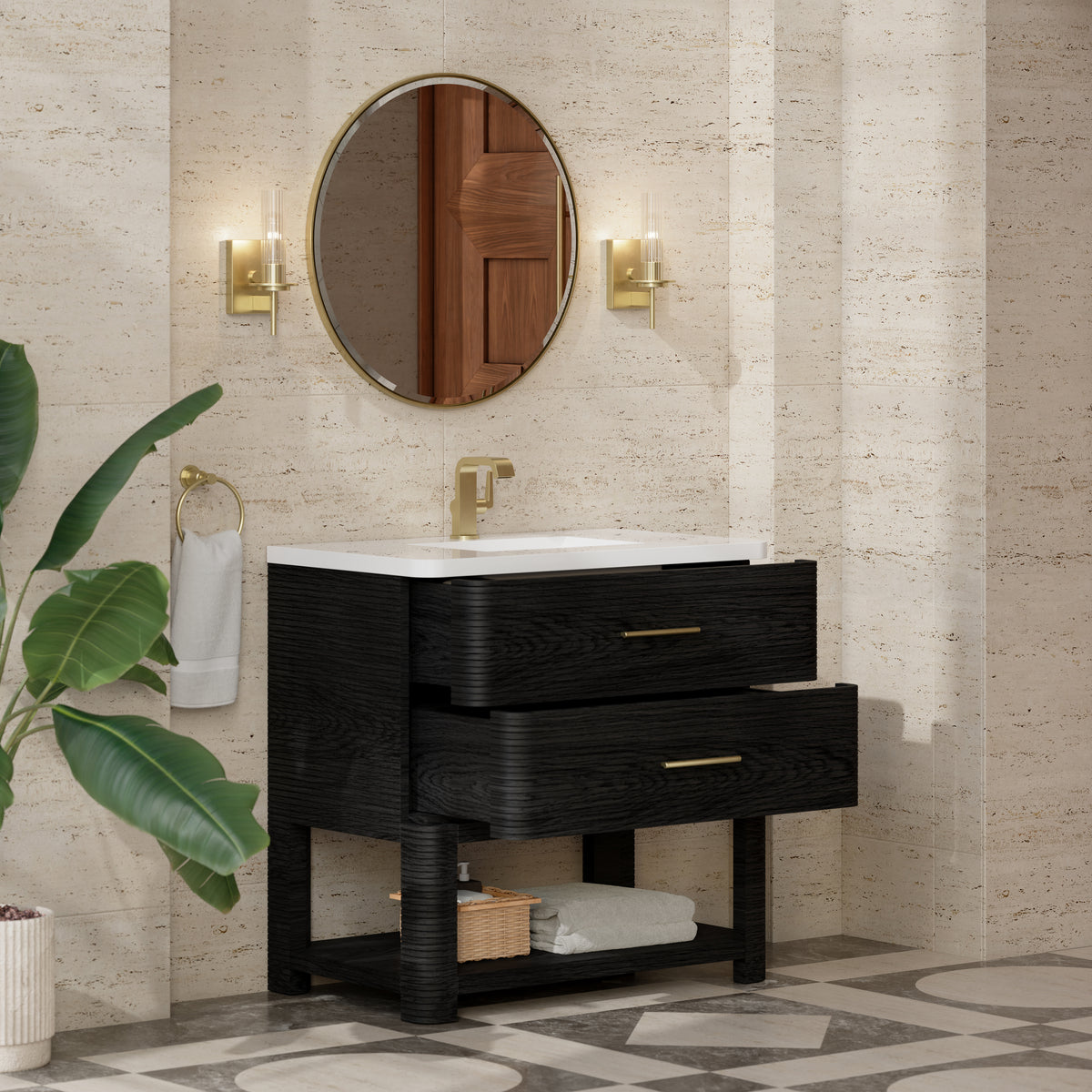 James Martin Lucian 36" Single Bathroom Vanity, Carbon Oak, view 22