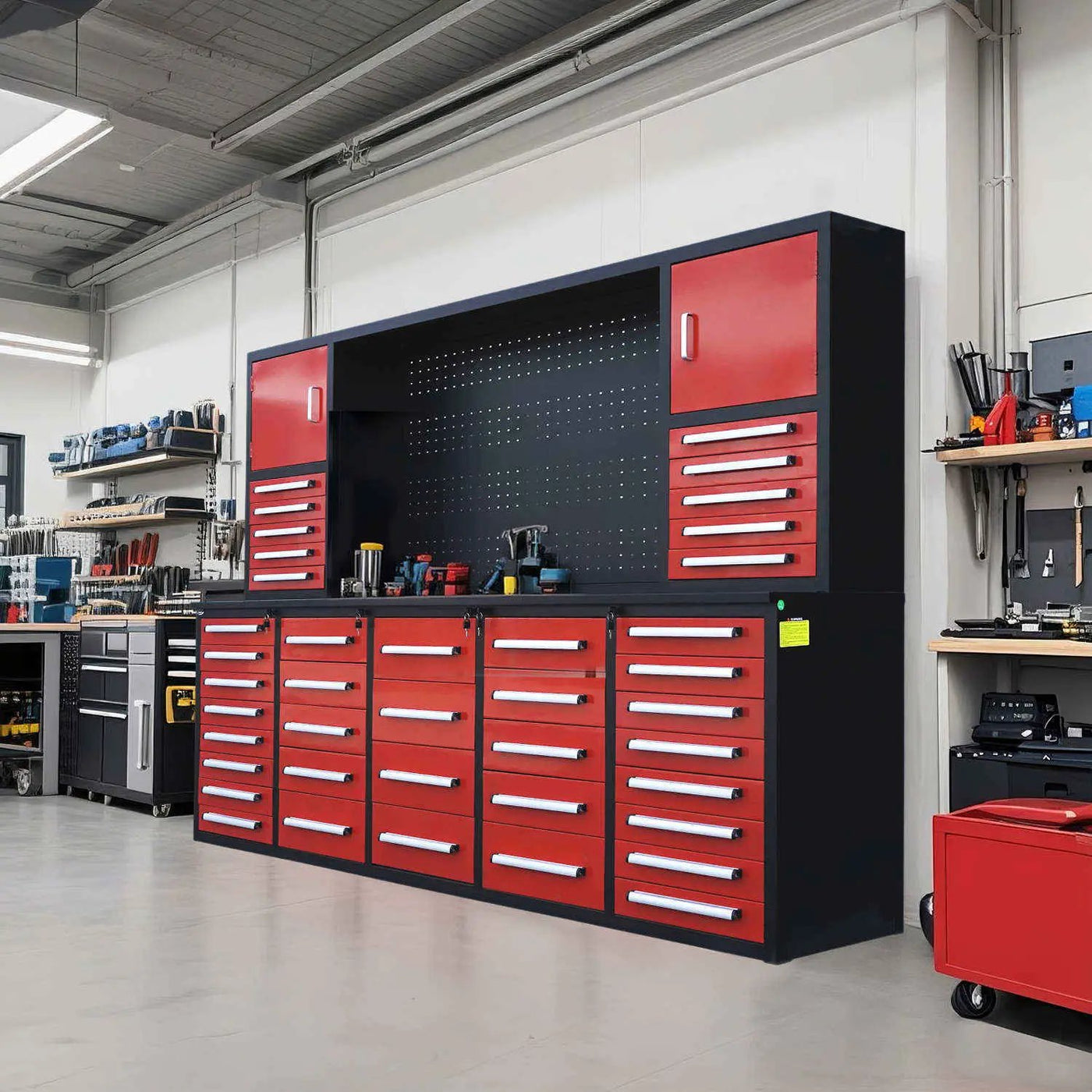 10ft Workbench Cabinet(40 Drawers, 2 Cabinets & 1 Pegboard) by Chery Industrial