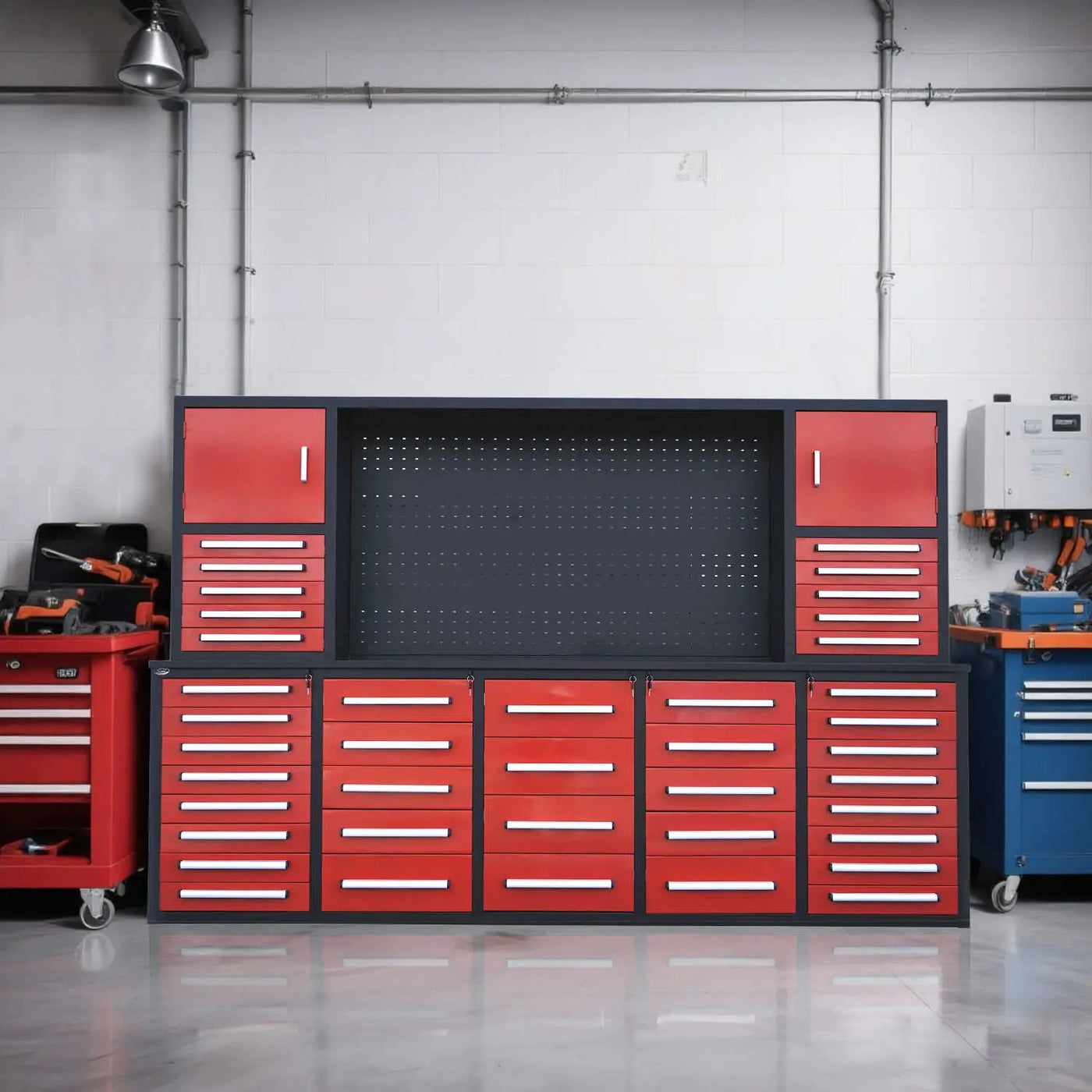 10ft Workbench Cabinet(40 Drawers, 2 Cabinets & 1 Pegboard) by Chery Industrial
