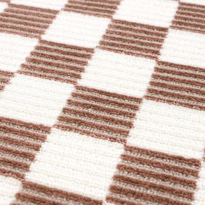 Kaysar Brown Checkered Washable Area Rug by Boutique Rugs
