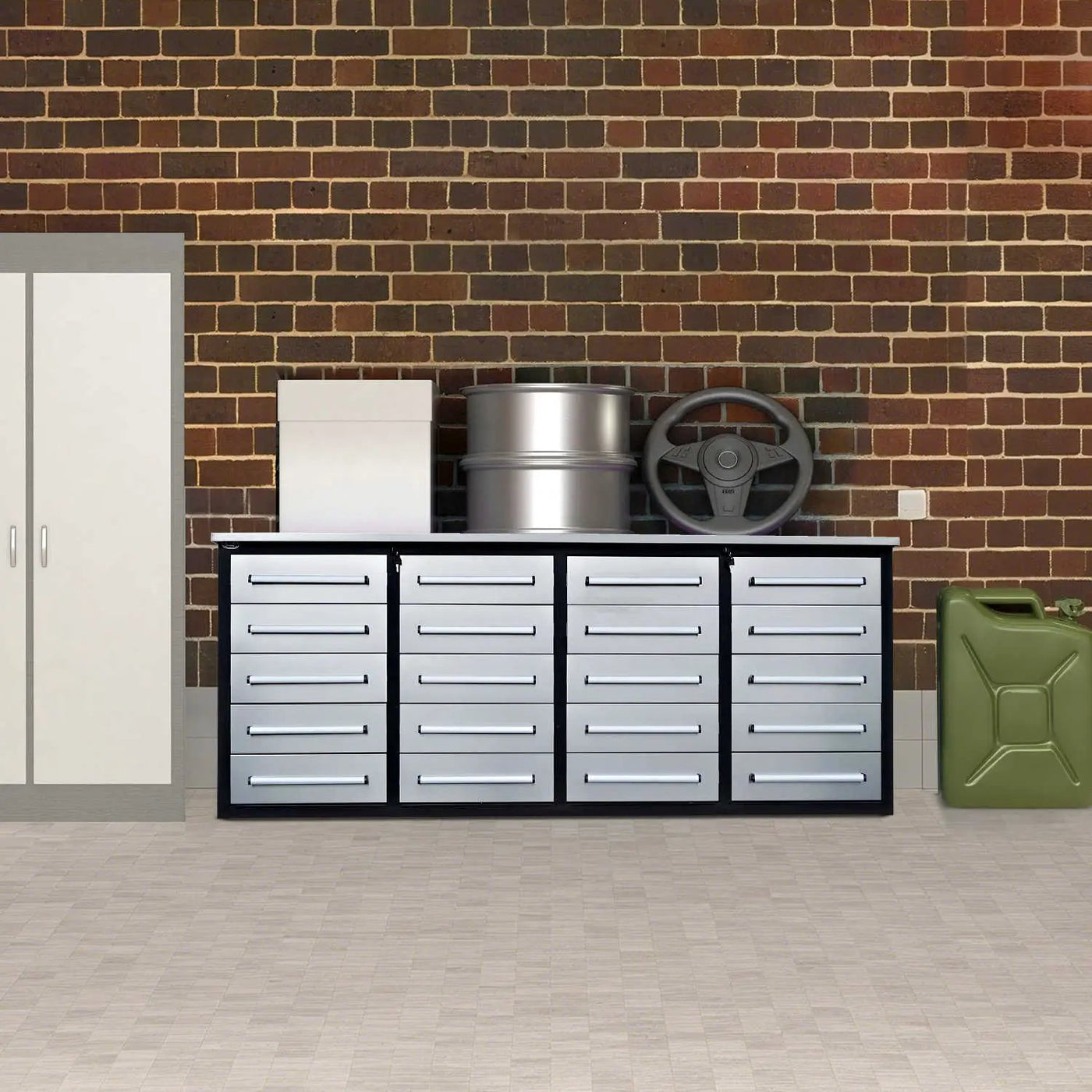 7ft Heavy Duty Garage Workbench Cabinet with 20 Drawers by Chery Industrial