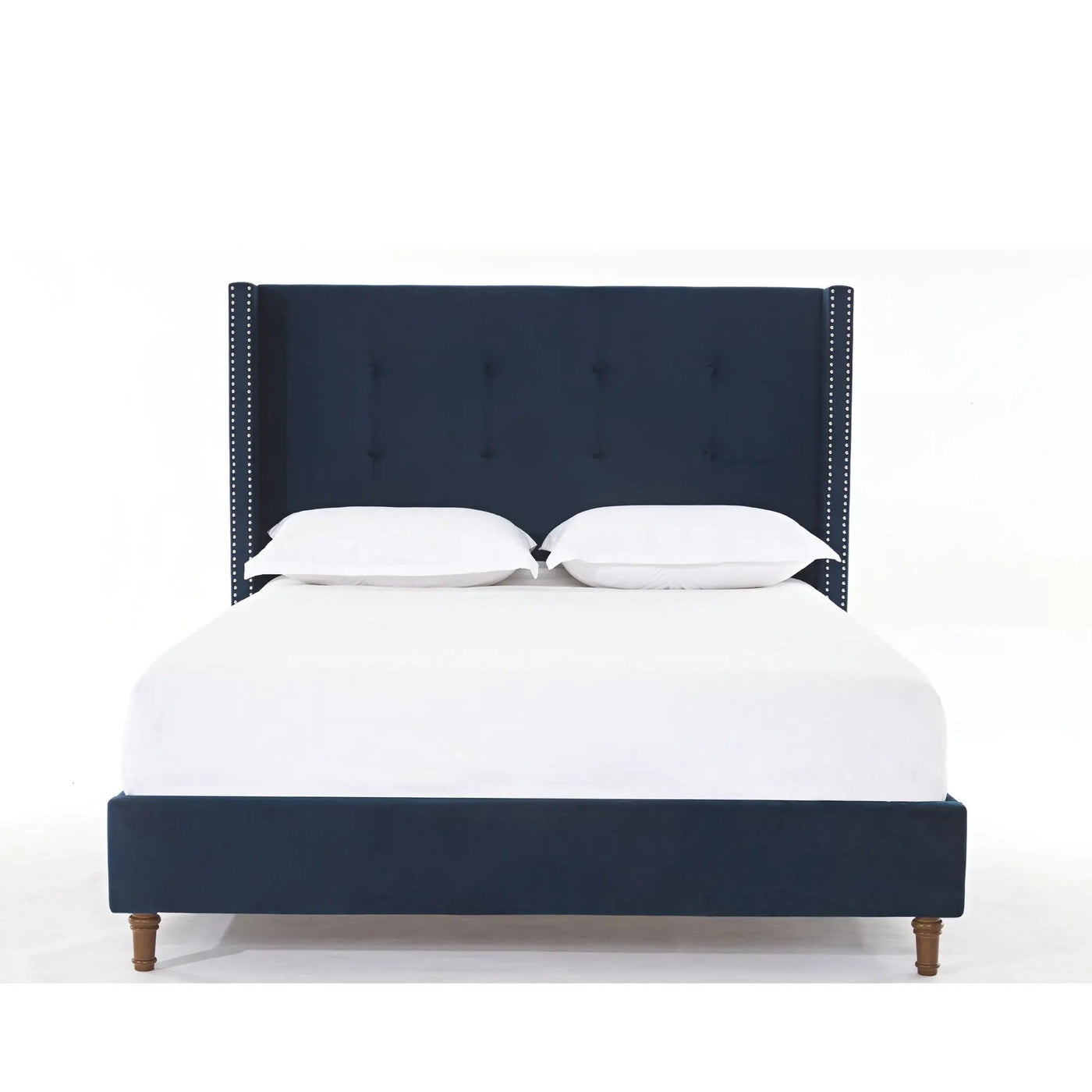 Peyton - Upholstered Bed With 54" High Headboard, Traditional Hand Buttoned Tufting by HouseOfZazla