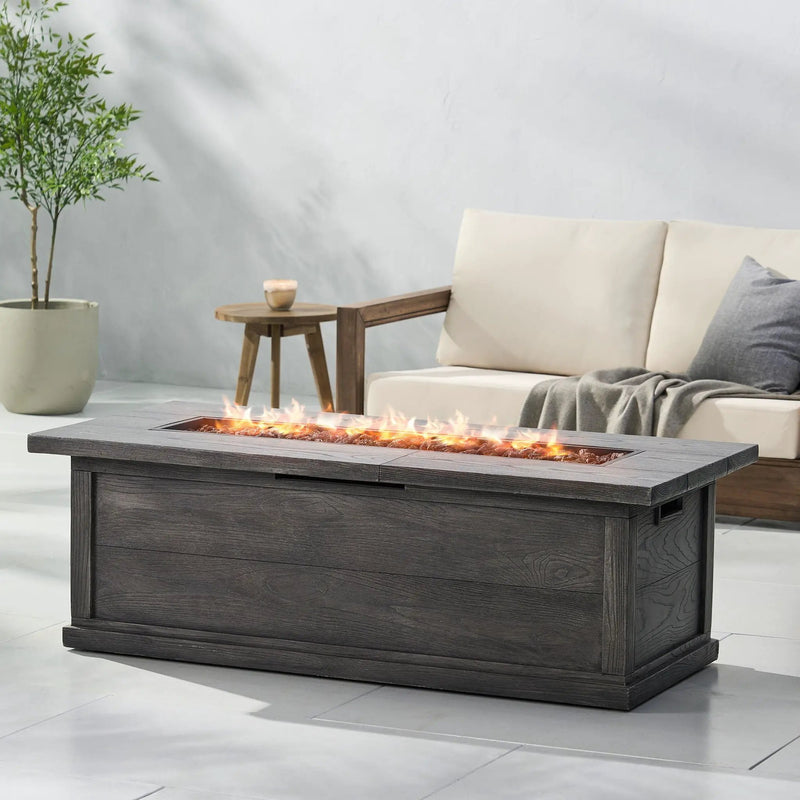 Transitional Rectangular Outdoor Propane Fire Pit With 50,000 BTU by HouseOfZazla