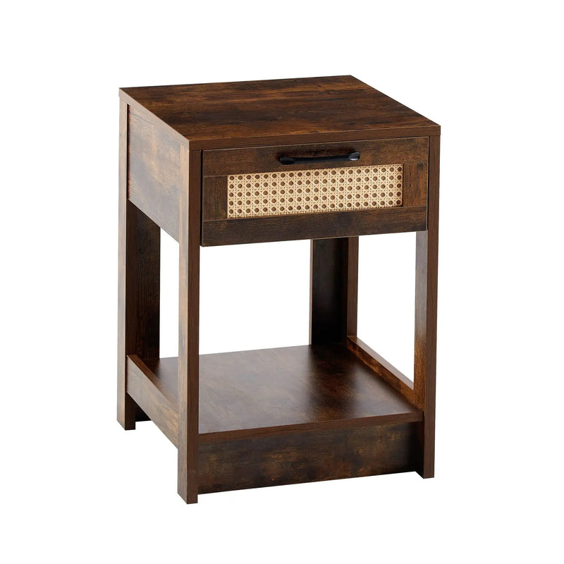 15.75" Rattan End Table With Drawer, Modern Nightstand, Side Table For Living Room, Bedroom by HouseOfZazla