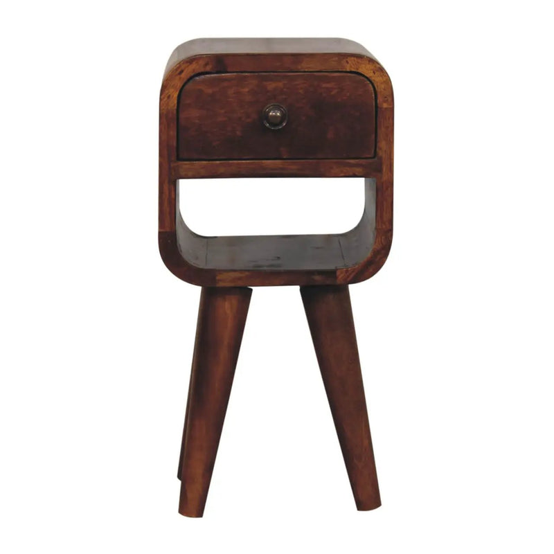 Solid Wood Extra Mini Chestnut Curve Lower Nightstand by HouseOfZazla