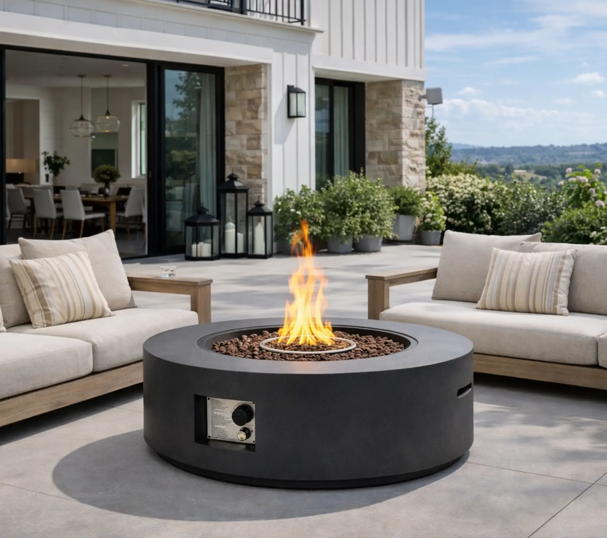 40' Round Outdoor Propane Fire Pit Table by HouseOfZazla