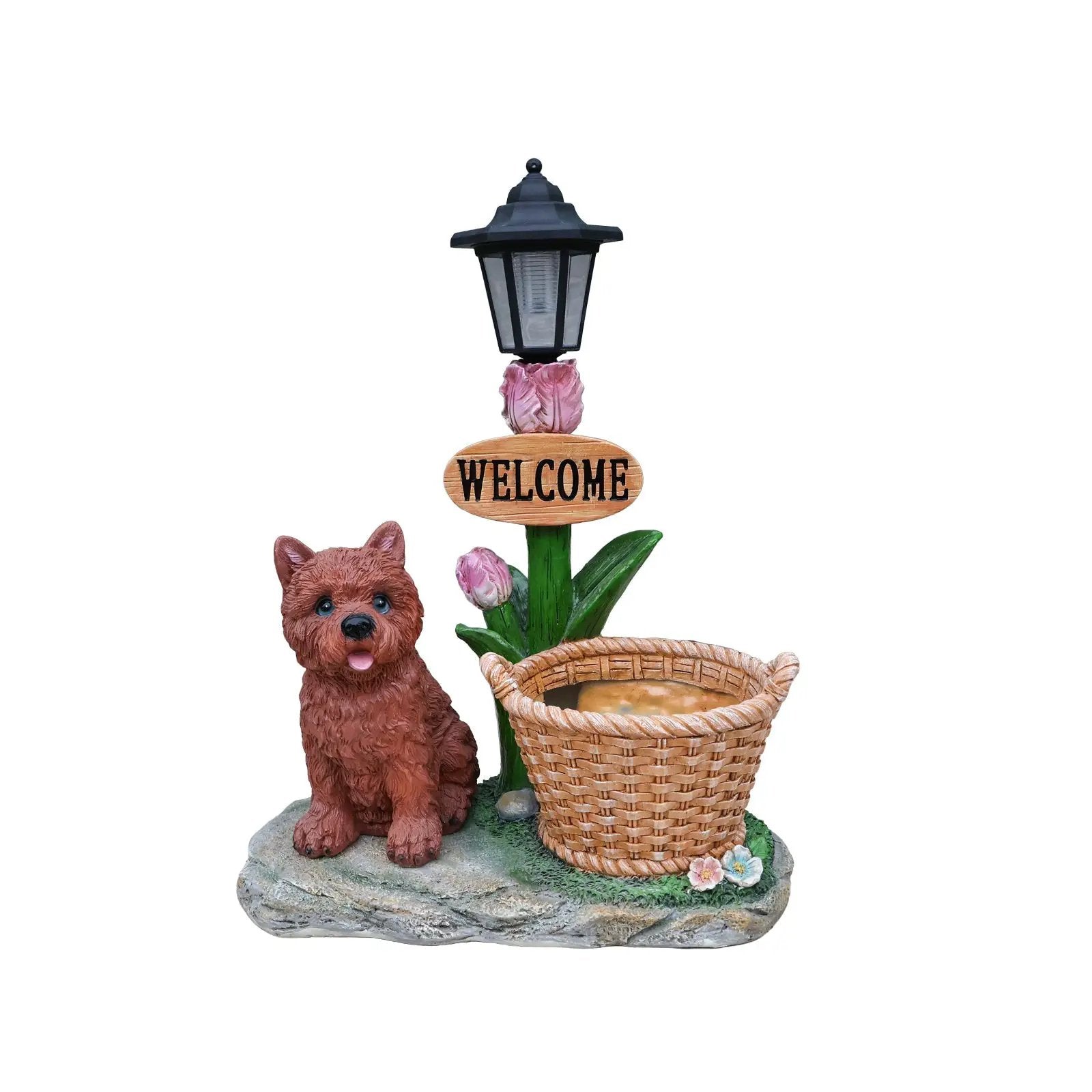 Sitting Puppy Solar Planter Outdoor Statue by HouseOfZazla