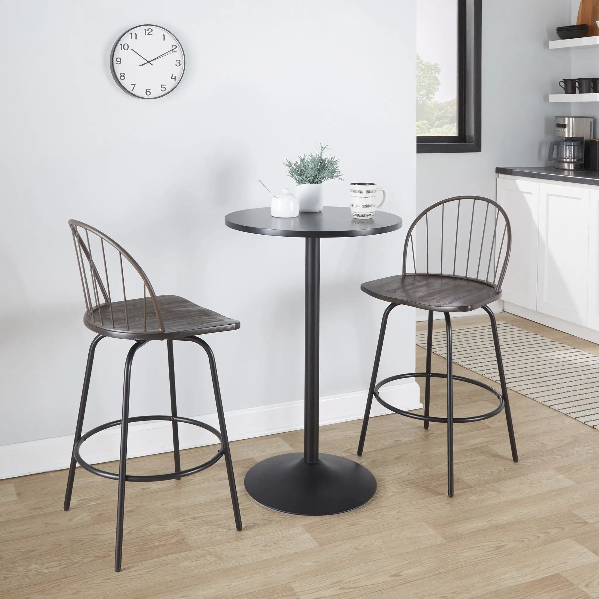 Riley - Claire Farmhouse Fixed Height Counter Stool With Swivel With Round Footrest (Set of 2) by Unique Piece Furniture