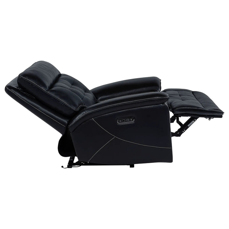 Hewitt Leather Upholstered Dual Power Recliner Chair Black by Unique Piece Furniture