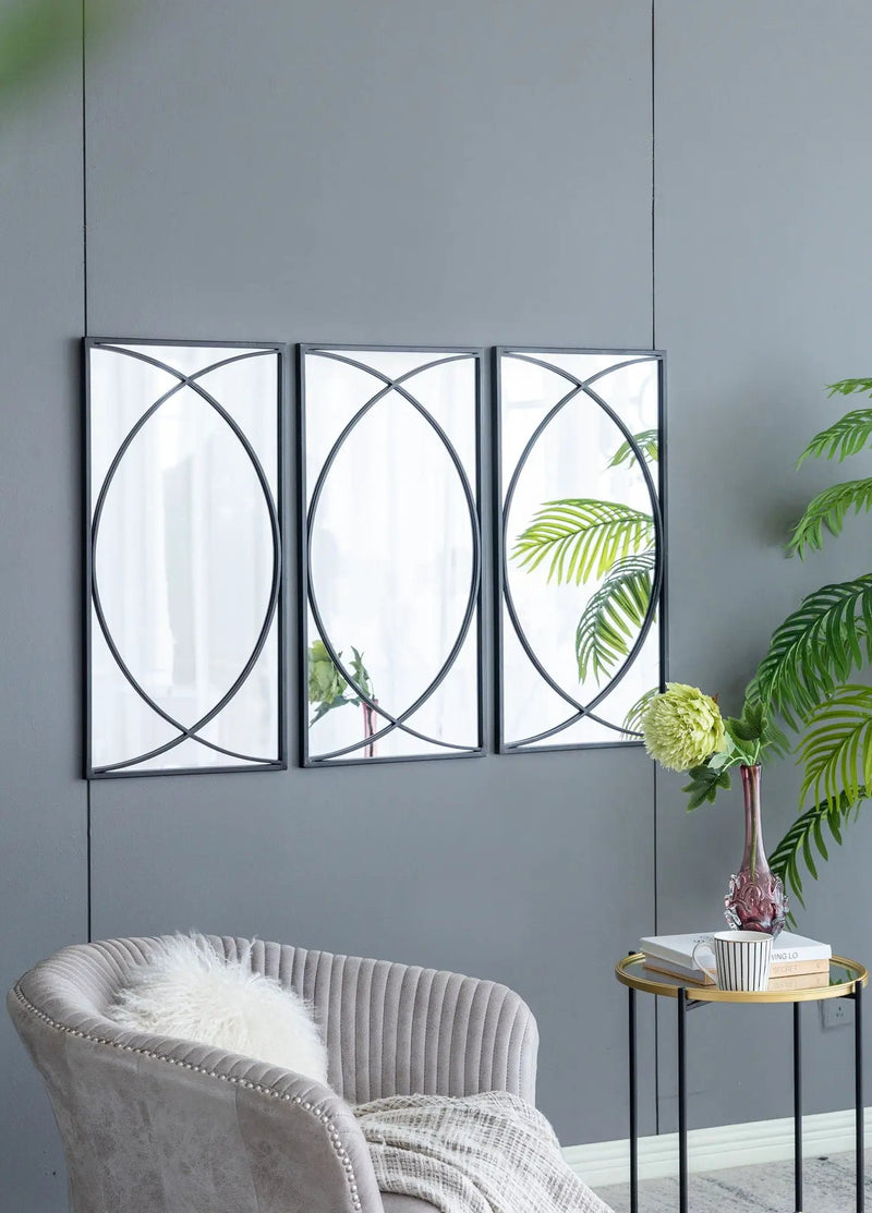 Rectangular Wall Mirrors With Frame, Home Decor For Living Room Bedroom Entryway - Black by HouseOfZazla