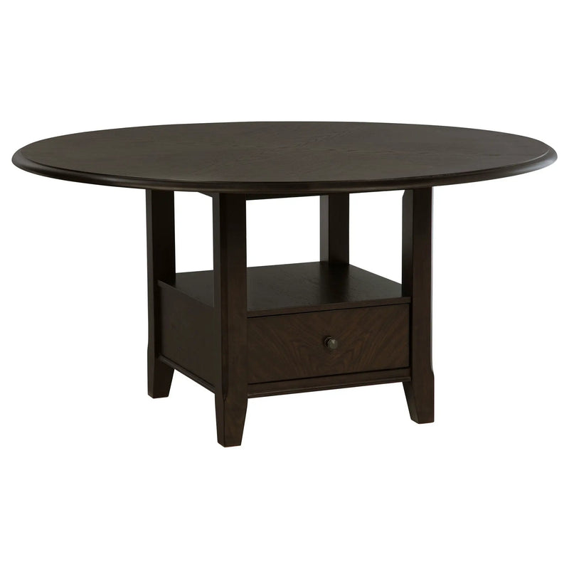 Twyla 60-inch Round Dining Table with Drawer Dark Cocoa by Unique Piece Furniture
