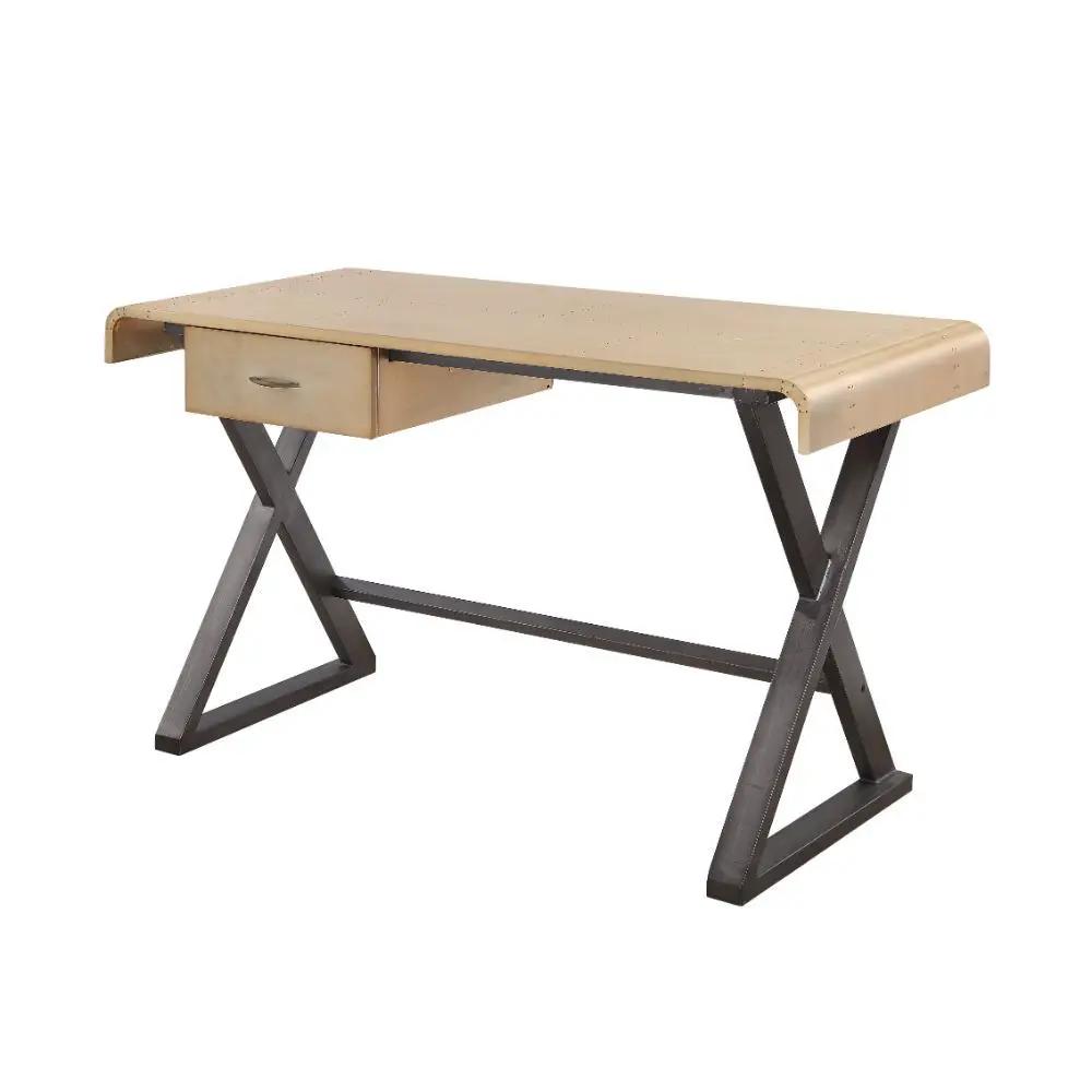 Danton - Executive Writing Desk - Gold Aluminum by Unique Piece Furniture