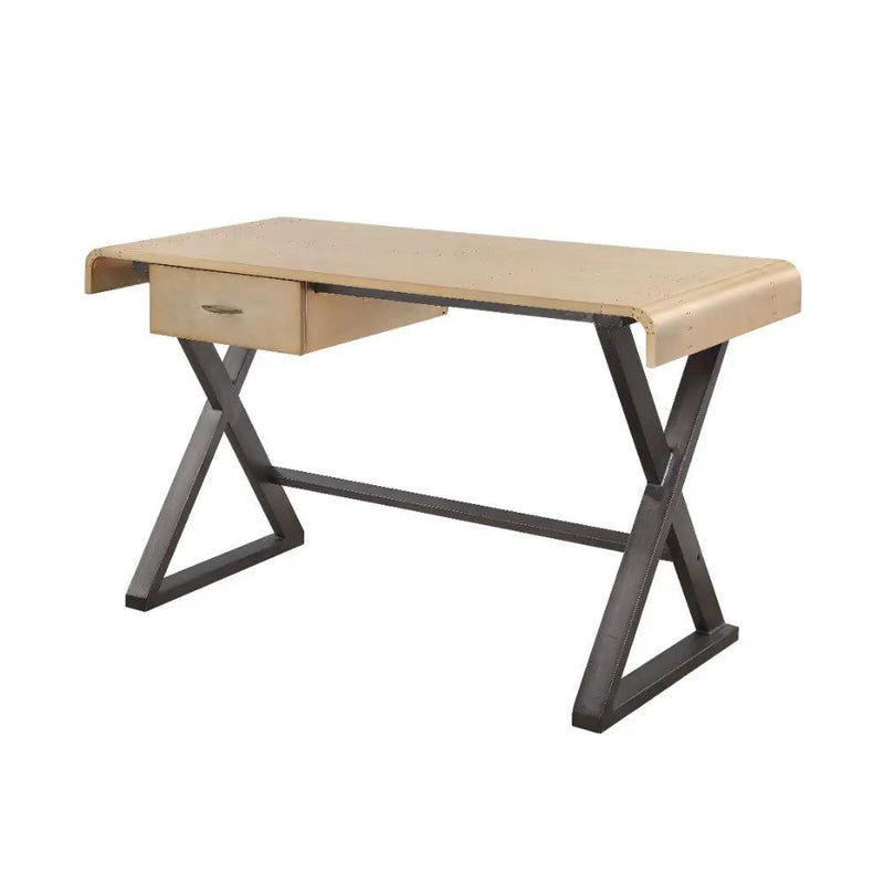Danton - Executive Writing Desk - Gold Aluminum by Unique Piece Furniture