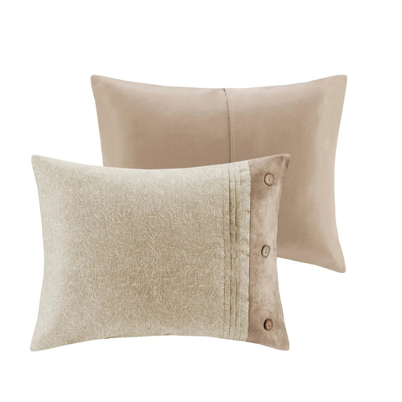 7 Piece Faux Suede Comforter Set Tan California King by HouseOfZazla
