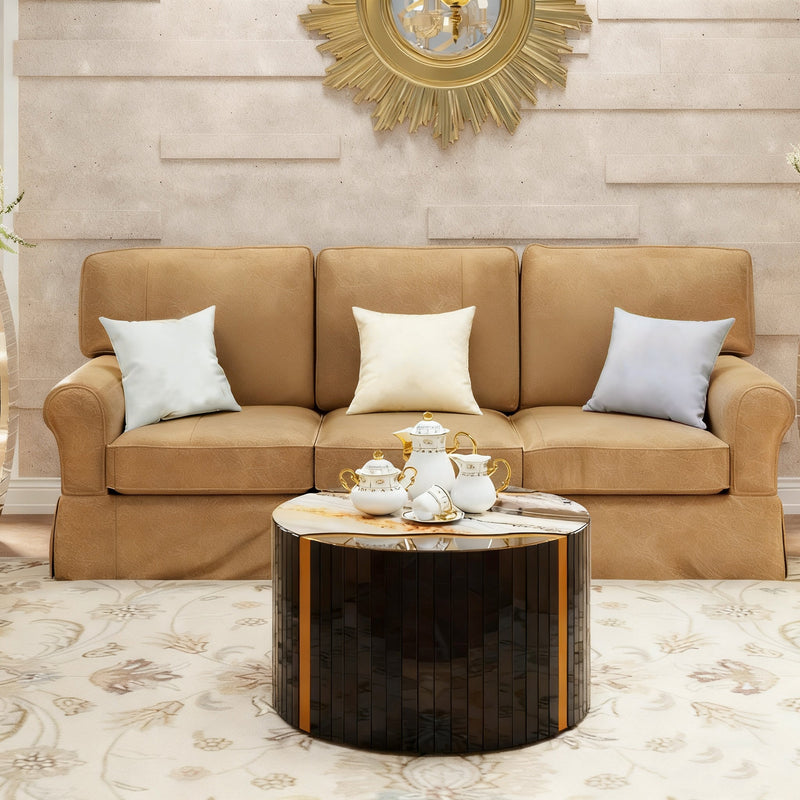 Modern Round Coffee Table with Glass Top by HouseOfZazla