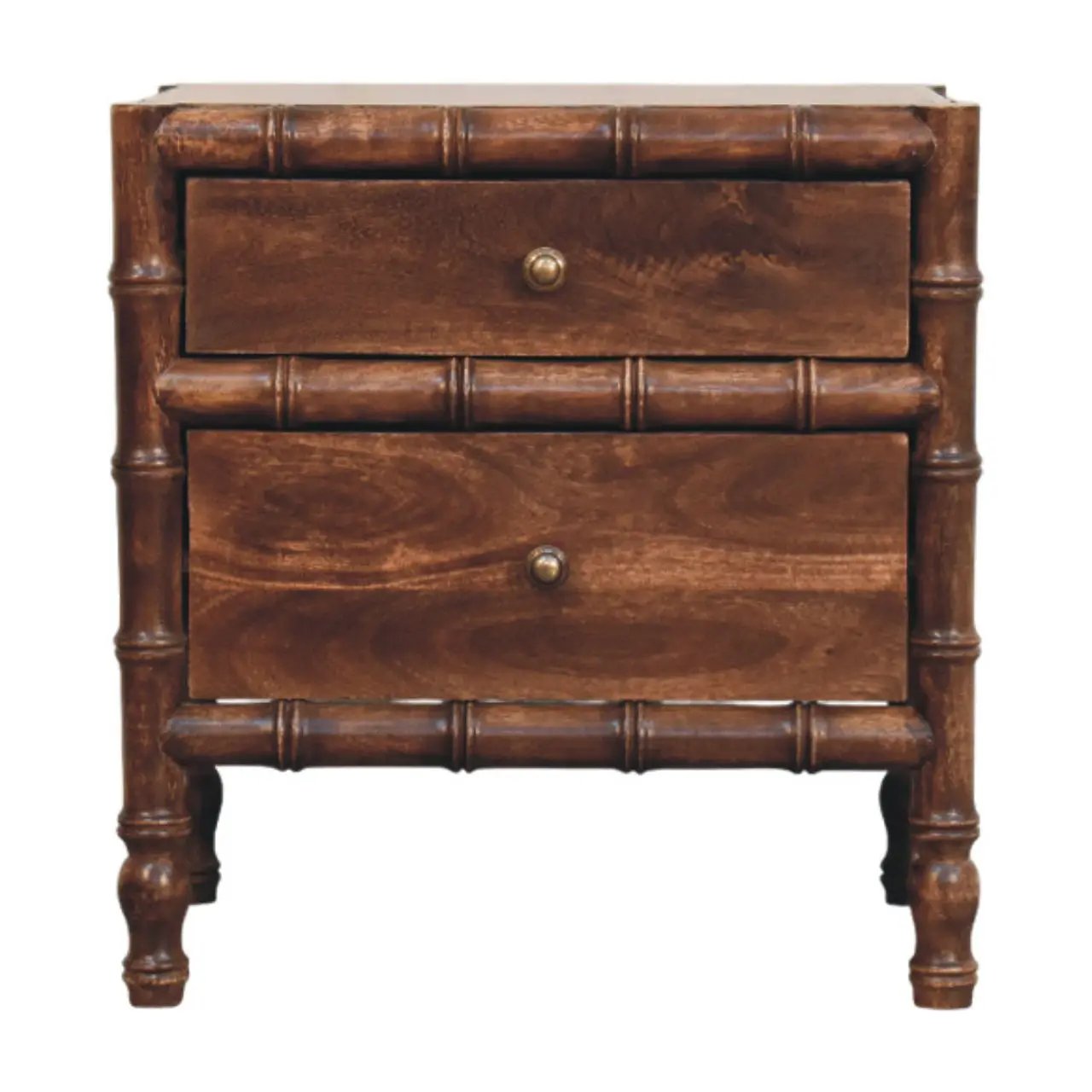 Solid Wood Bamboo Frame Nightstand in Roasted Almond by HouseOfZazla