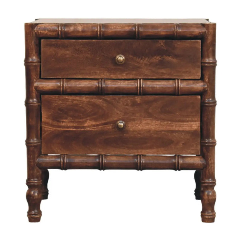 Solid Wood Bamboo Frame Nightstand in Roasted Almond by HouseOfZazla