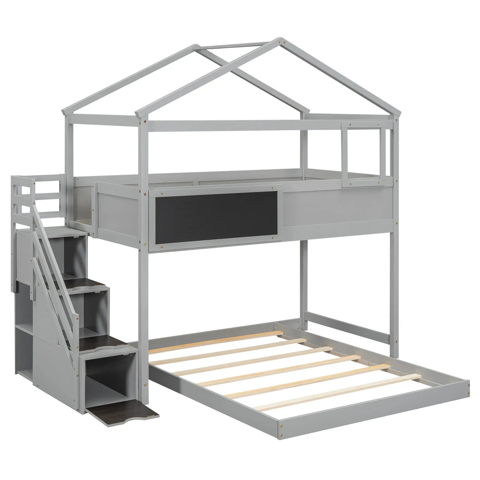 House Style Bunk Bed With Storage Staircase And board by Unique Piece Furniture